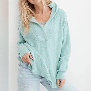 Aerie CozyUp Waffle Sweater Hoodie small